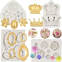 Vista 5 de Roses Mold Flower Silicone Cake Molds Chocolate Sugarcraft Decorating Fondant Fimo Tools 4 Size Pink 2 Piece