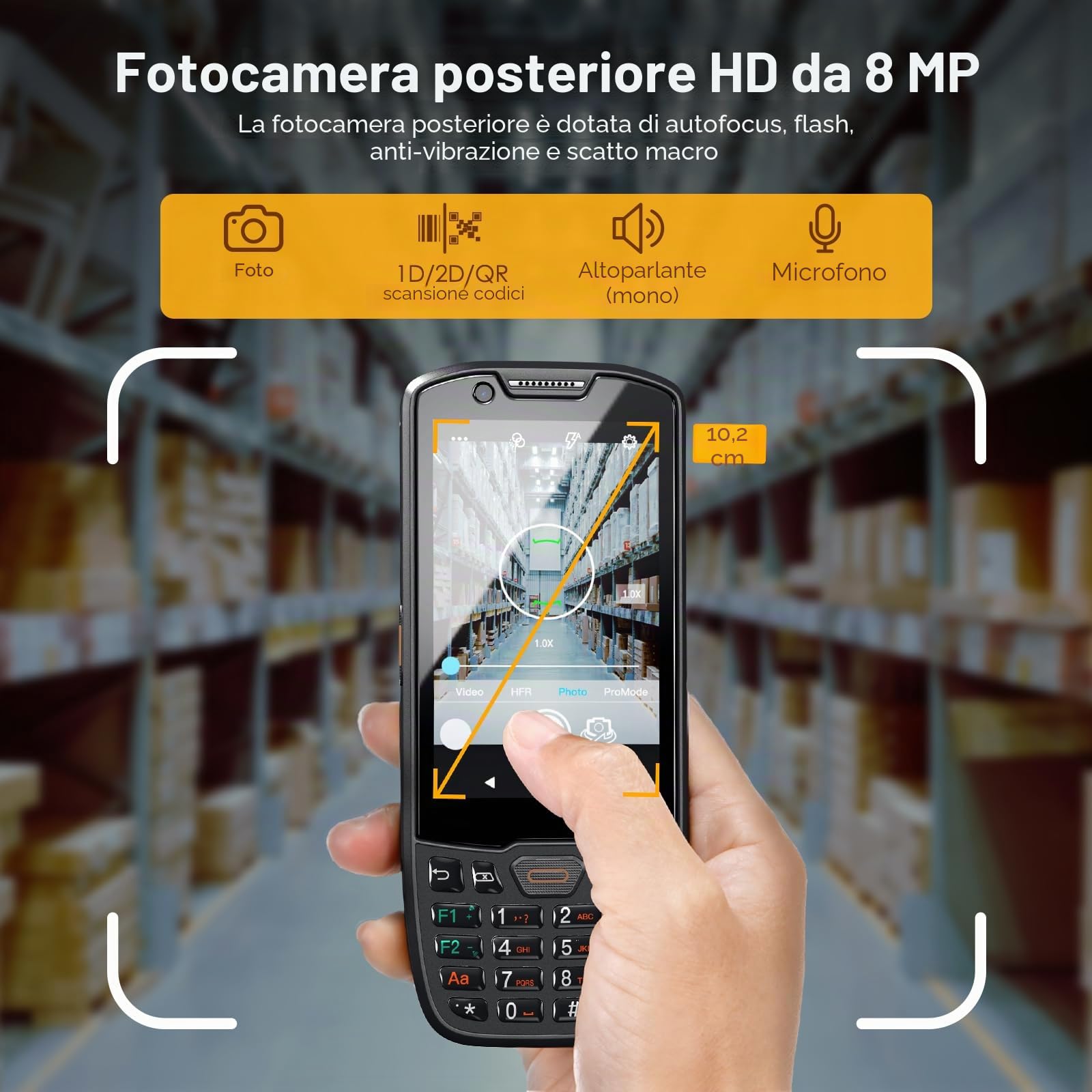 Bisofice K40-PDA Palmare Lettore Codici a Barre, Terminale Palmare con scanner 1D 2D QR Code, Android 13, Supporta 4G & Wi-Fi Bluetooth, con GPS, per al Dettaglio e Magazzino