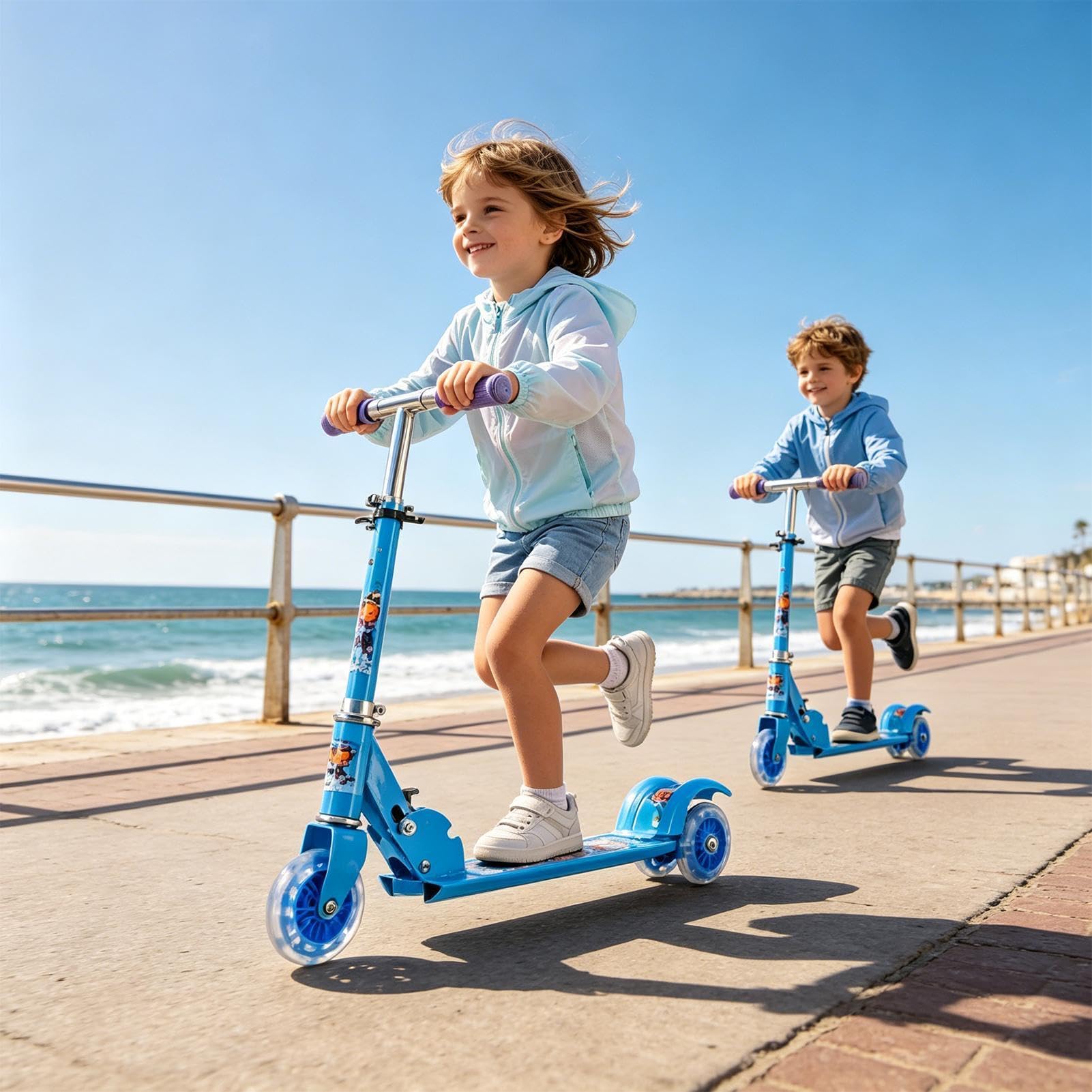 Hulajnoga dziecięca | Składana zabawka z podświetlanymi kółkami LED, lekka hulajnoga sportowa, dla osób w wieku od 3 do 10 lat, sporty na świeżym powietrzu, spacery ogrodowe, park, podróże, kemping
