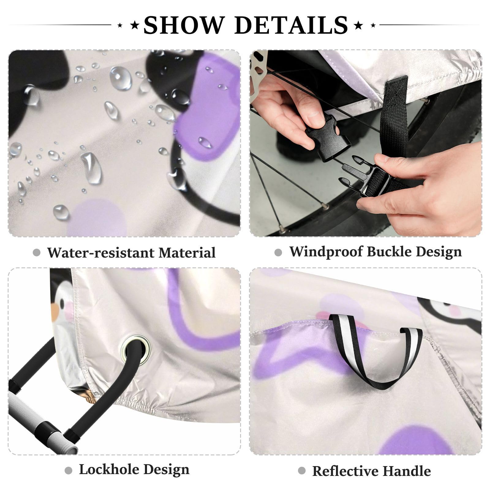 Housse de vélo imperméable avec trous de verrouillage - Protection contre la poussière, la pluie, la neige, les UV - Convient à la plupart des accessoires de vélo de route