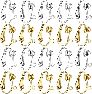 32 Pieces Earring Clip Backs,Clip-on Earring Converter with Easy Open Loop for DIY Earring and Turn Any Studs Or Pierced into Clip on (Gold and Silver)