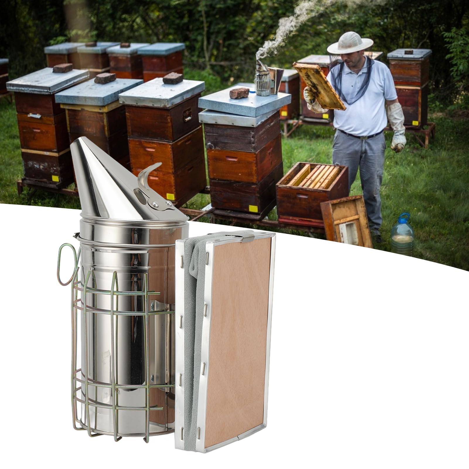 Tyenaza 10 Unids/Set Kit De Apicultura, Marco Agarre Cepillo De Abeja Colmena Ahumador Reina Abeja Clip Alambre Embedder Raspador Herramientas