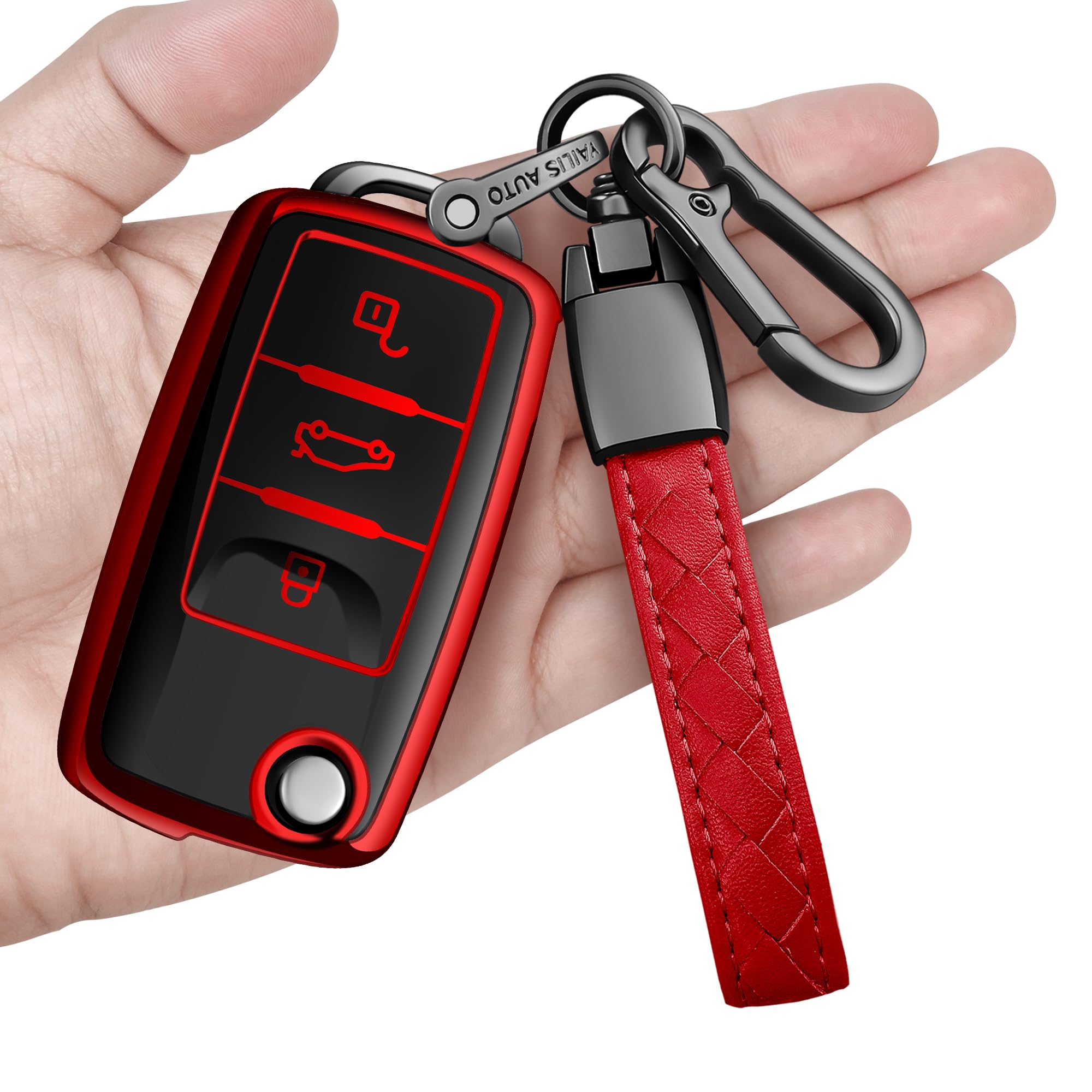 Sindeda for Volkswagen Key Fob Cover with Keychain Soft Full Protection Key Shell Key Case Compatible with VW Jetta Golf Polo Passat MK8 Tiguan Beetle