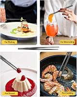 BUNDLEPRO 2 db 30,5 cm-es Konyhai Csipesz - Rozsdamentes Acél Profi Hosszú Fogó BBQ-hoz, Tálaláshoz - Fekete 5