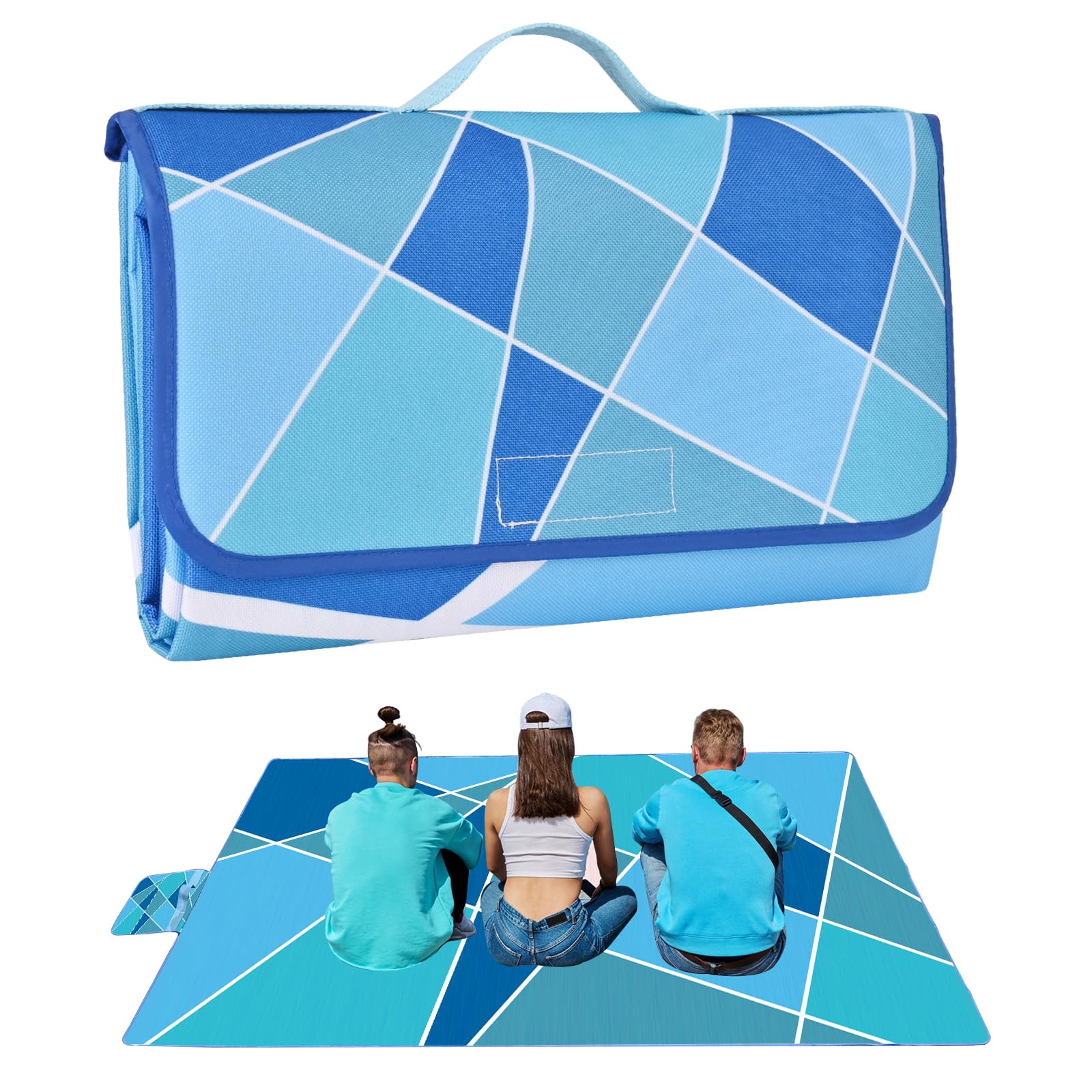 Picnic Blanket, Foldable Waterproof Sand Mat, Extra Large Picnic Blanket Outdoor Picnic Mat Beach Blanket for Park Grass Camping Hiking Travel Family Concerts