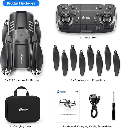 Miniatura 9 de Drone con cámara para adultos y niños Contixo F19 WiFi 1080P HD cámara FPV RC cuadricóptero para principiantes con prevención de obstáculos de