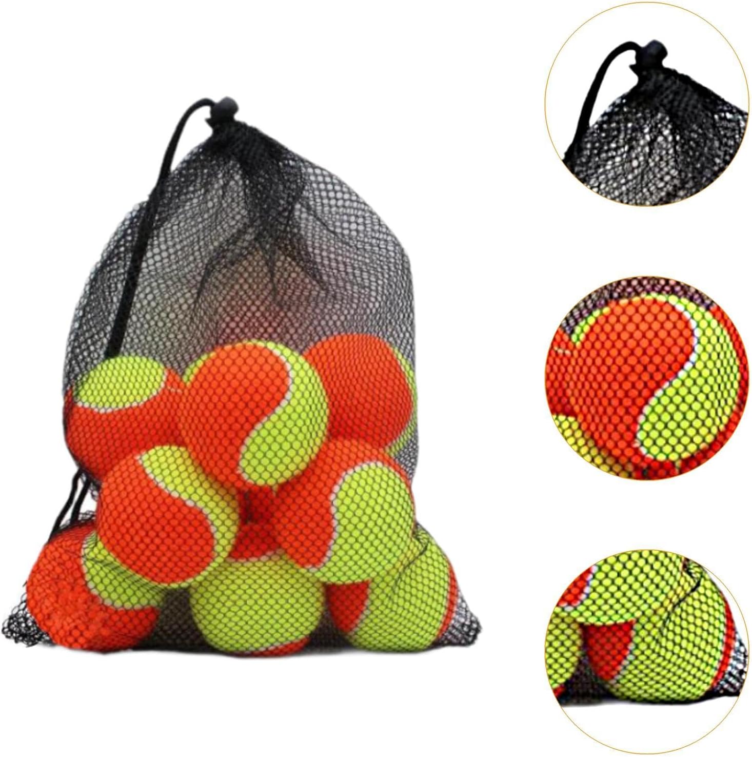 12 Pieces Tennis Balls Practice Balls Training Balls Elastic Balls with Rubber Felt Material and Drawstring Bag Suitable for Kids Adults Sports Exerci