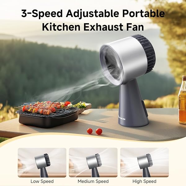 AAOBOSI Desktop Cooker Hood, Mini Household Extractor Fan Kitchen with 3 Wind Speed, Removable and Washable Filter, Large Oil Collection Cup, Portable Extractor Hood for Kitchen,RV,Hot Pot,BBQ - 2