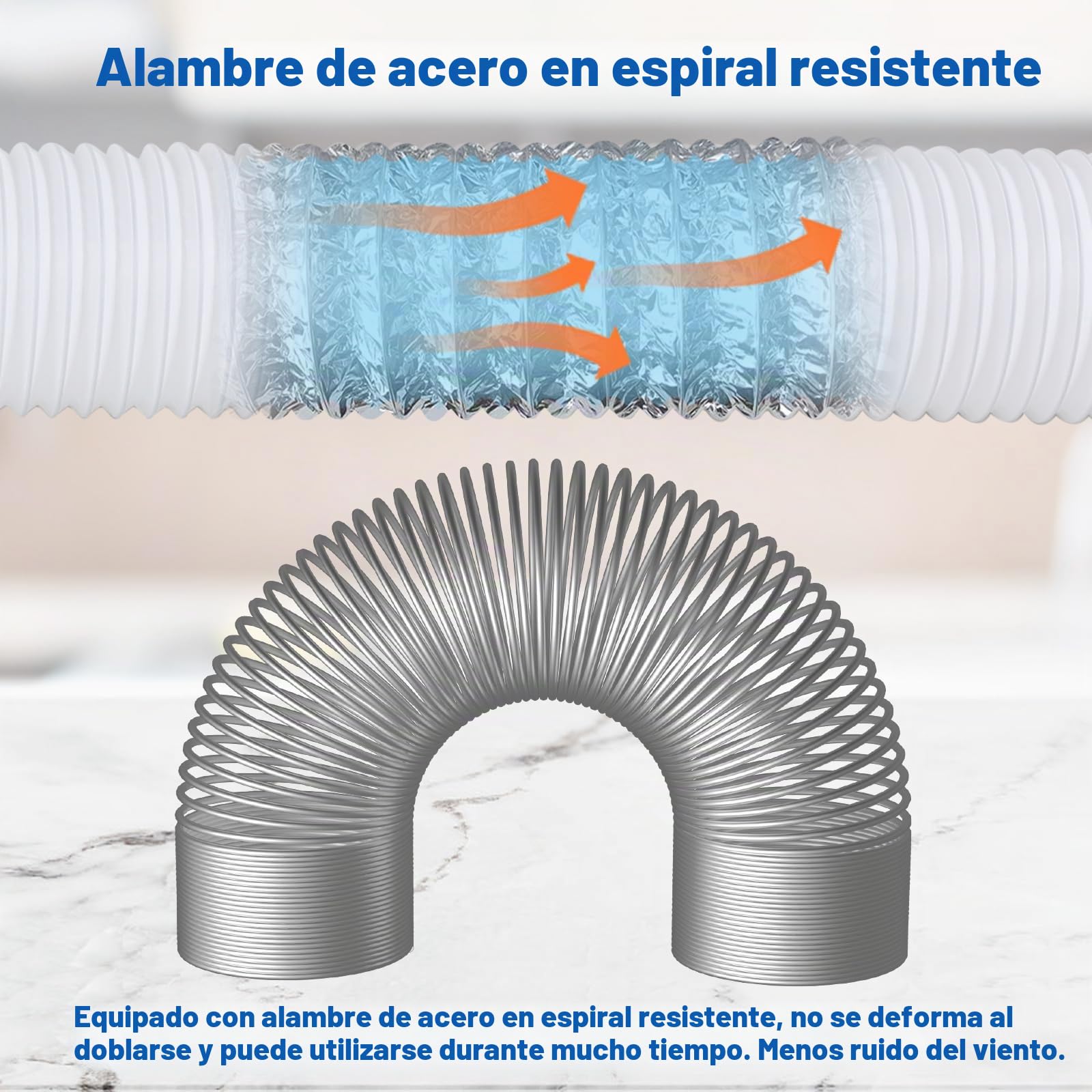 Manguera de Escape para Aire Acondicionado, Tubos Aire Acondicionado Portatil 2M Tubo Flexible Aire Acondicionado 15 cm de Diámetro, PP Plegable Tubo de Salida de Aire Universal (2M150MM)