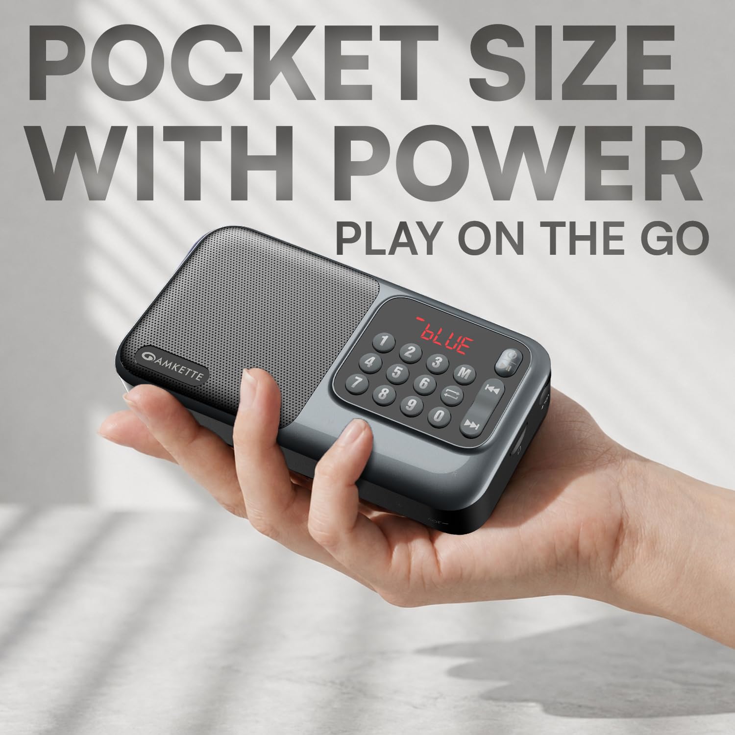 Amkette Pocket Mate Digital FM Radio with Bluetooth Speaker - Type C Charging, Antenna, Multiple Playback 8 Hours Playtime, and Number Pad (Headphone Jack, SD Card, USB Input) (Grey) 4