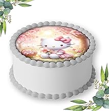 2604z Cake Topper, Cake Decoration, Photo Cake, Kitty for Boys, Girls for Birthday, Edible Photo Fondant, Diameter 20 cm