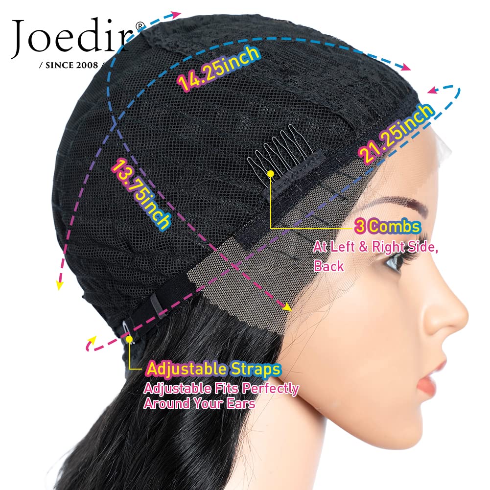 Joedir Lace Front Wigs 38" Super Long Wavy Synthetic Wig 4.5" Deep Part HD Transparent Lace With Baby Hair For Women 130% Density Wigs(Black Color)