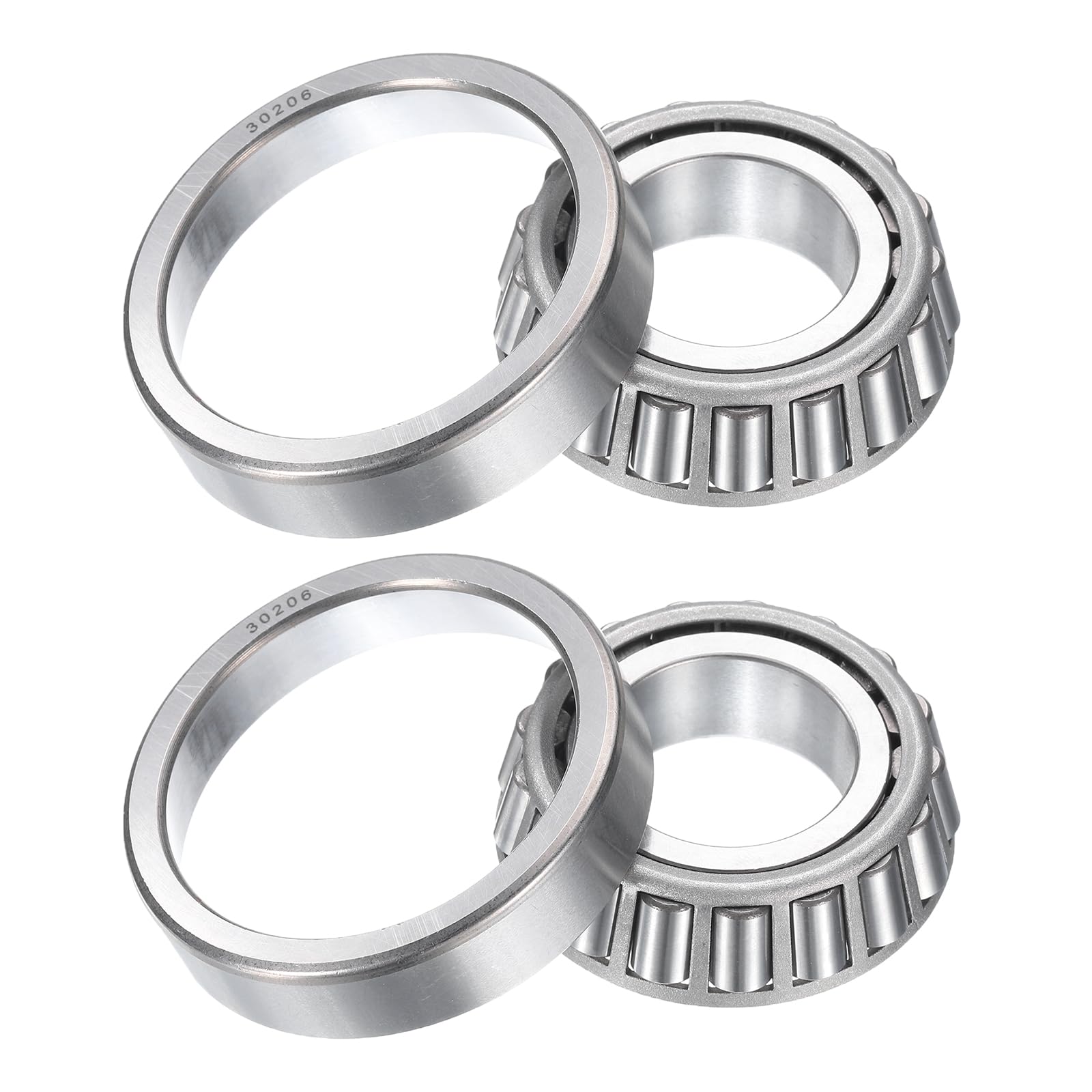 QUARKZMAN 2Pcs 30206 Roulement à Rouleaux Coniques Cône et Coupelle, Alésage de 30mm X Diamètre Extérieur de 62mm X Épaisseur de 17,5mm, Jeu de Roulements en Acier Chromé, Classe ABEC-5