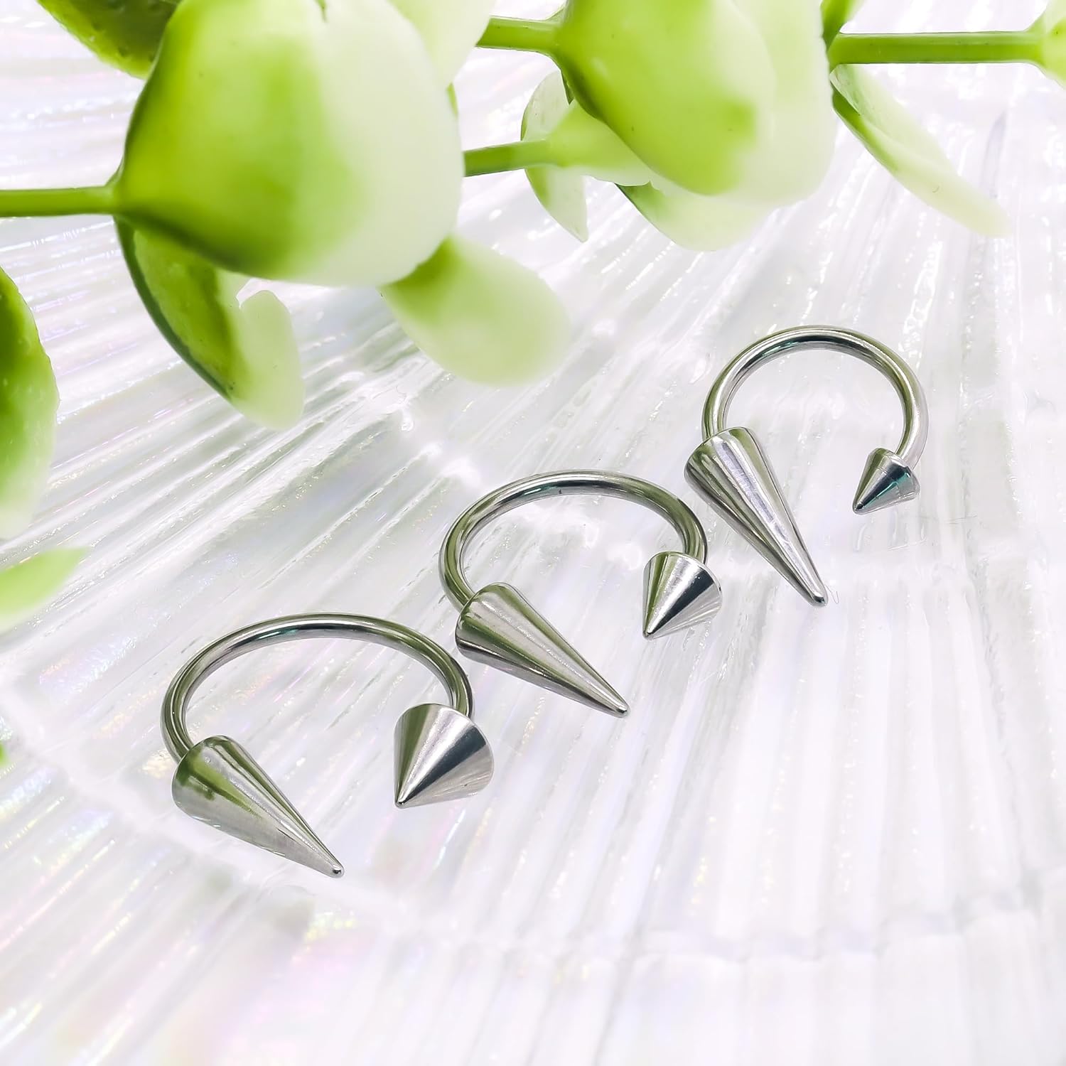 16G Spike Septum Rings Horseshoe Nose Rings 316L Stainless Steel Daith Helix Tragus Cartilage Earrings Hoop Rook Lobe Lip Piercing for Women Men (Round 6) - Image 4