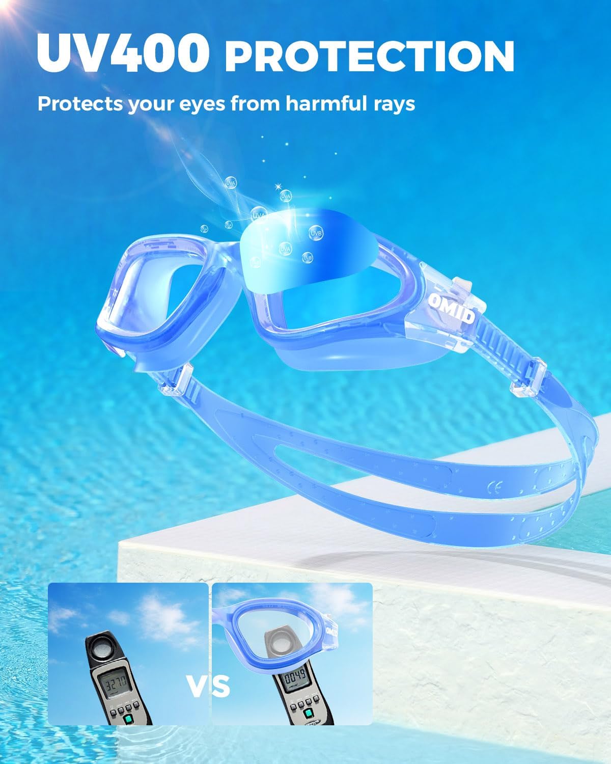OMID Kids Swim Goggles, P2mini Lite Clear Lens Anti-Fog UV Protection Comfortable Swimming Goggles for kids Age 6-14