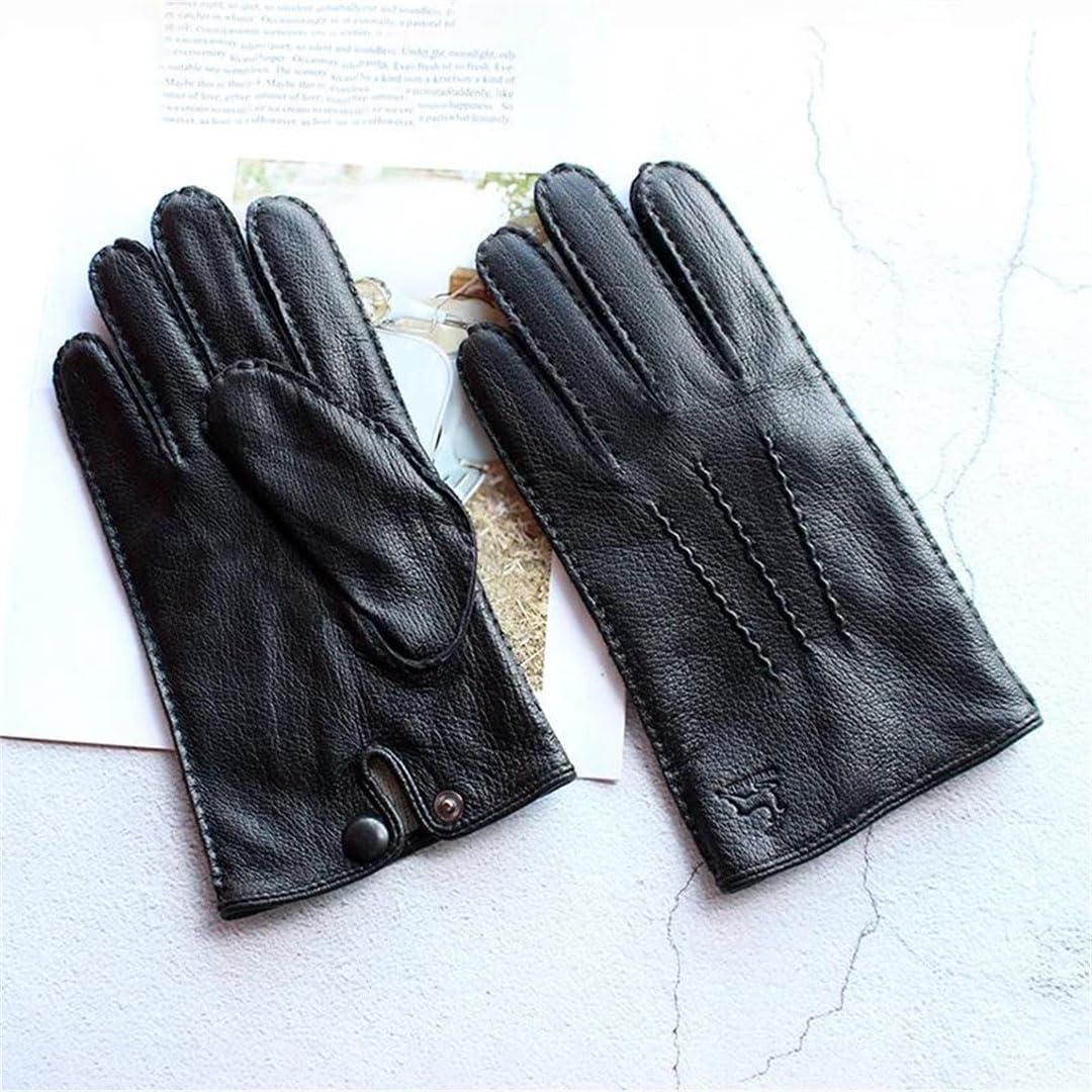 Gants d'hiver en cuir avec doublure en laine pour homme