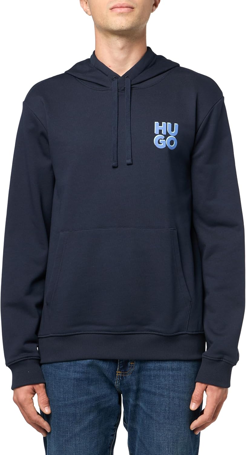 HUGO Men's Stack Logo Hooded Jersey Sweatshirt