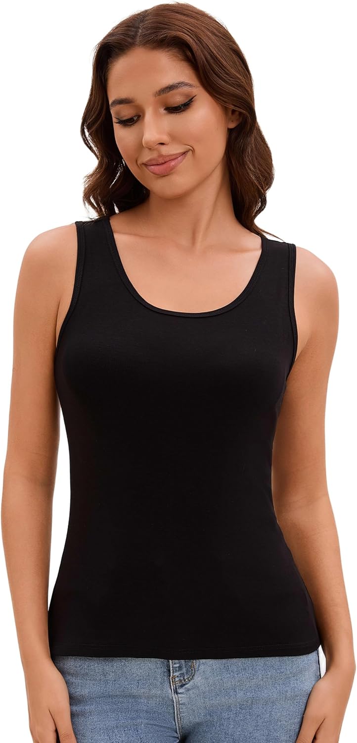 Tank Tops Womens Scoop Neck Sleeveless Shirts for Women Layering Camisoles Undershirts 2 Pack - Image 8