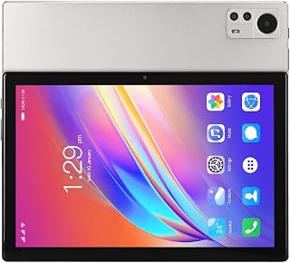 fannay Tablet de 10,1 polegadas, 2,4G 5G WiFi 8 Core CPU Silver Tablet 2 em 1 bateria de 7000 mAh, alto-falantes duplos 100-240V com 12 capas protetoras para estudo (plugue EUA)