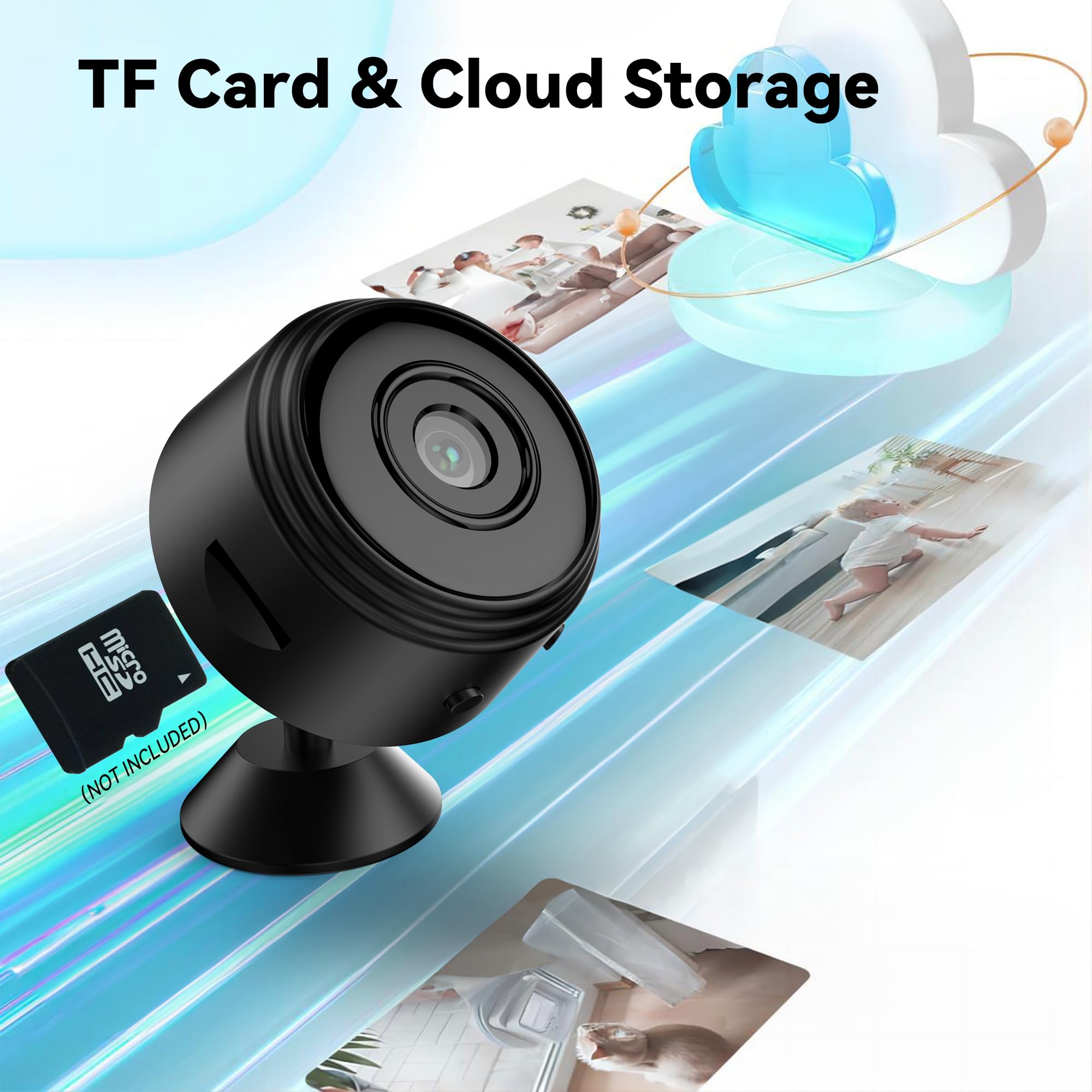 Mini Caméra Espion Sans Fil 1080P WiFi - Détection Mouvement Vision Nocturne Micro Caméra Intérieure Extérieure