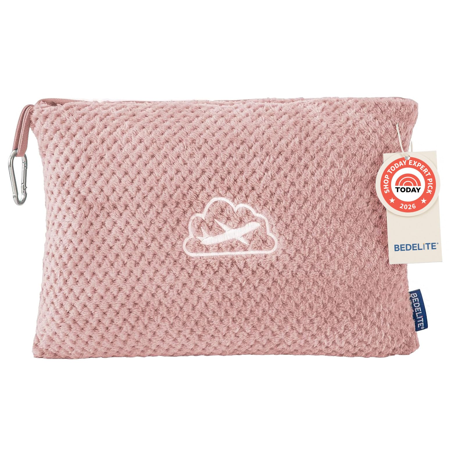 BEDELITE Travel Blanket with Bag, Jacquard Fleece Blanket 65"x40", Pink