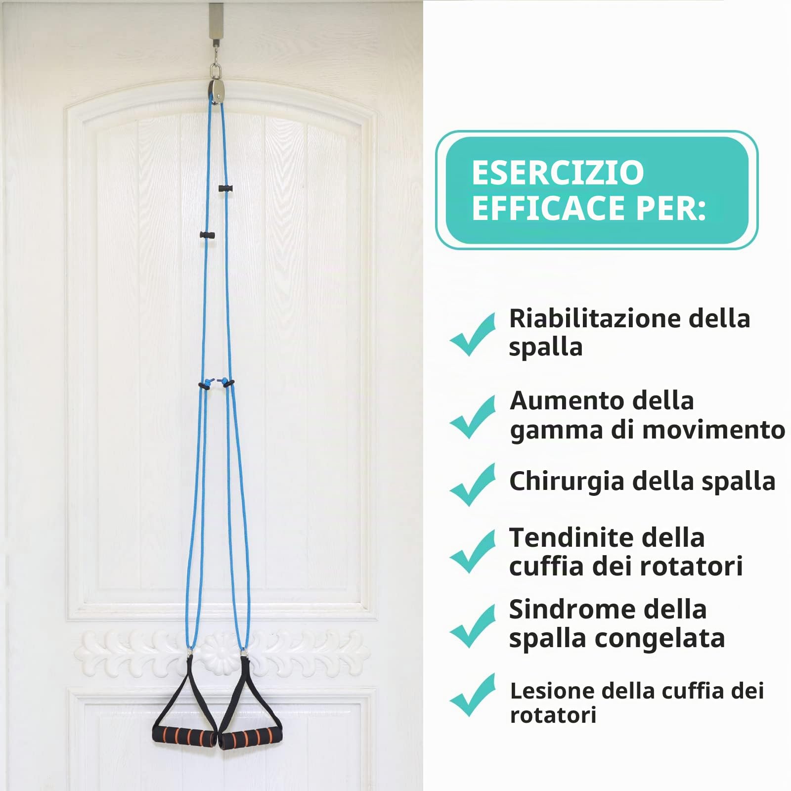 Fanwer Spalla Carrucola Palest Attrezi, Fisioterapia Spalla Puleg, per Esercizio e il Recupe Dopol un Infortunio Chirurg, Blu, maniglia di qualità TPR