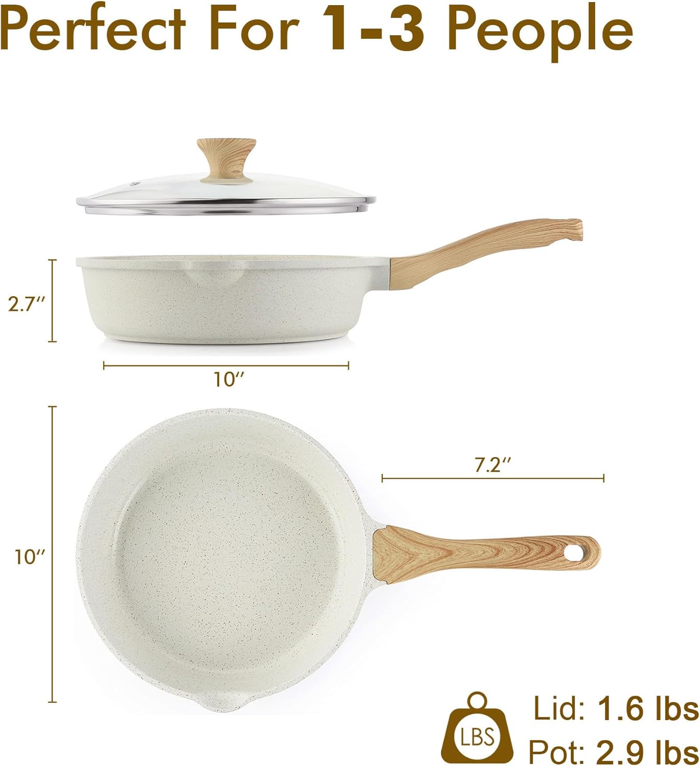 SENSARTE Nonstick Ceramic Saute Pan 10 Inch/3.5QT, Non-toxic Deep Frying Pan Skillet with Lid, Healthy Jumbo Cooker, Stay Cool Handle, Induction Compatible, PFOA & PFAS Free - Image 6