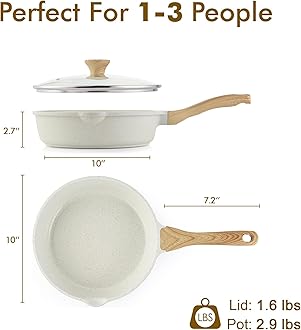 SENSARTE Nonstick Ceramic Saute Pan 10 Inch/3.5QT, Non-toxic Deep Frying Pan Skillet with Lid, Healthy Jumbo Cooker, Stay Cool Handle, Induction Compatible, PFOA & PFAS Free