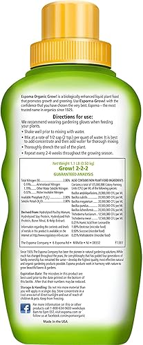 Vista 2 de Espoma Organic Grow! Concentrado líquido para plantas - Fertilizante multiusos para plantas de interior y exterior. para jardinería orgánica.