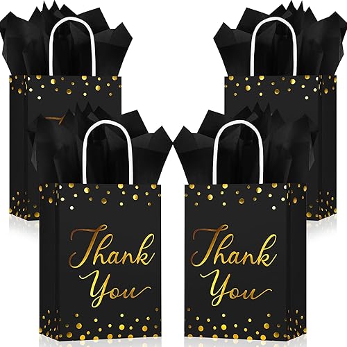 YOTNUS Bolsas de regalo negras con papel de seda, pequeñas bolsas de regalo con asas, para bodas, baby shower, negocios, invitados, regalos de