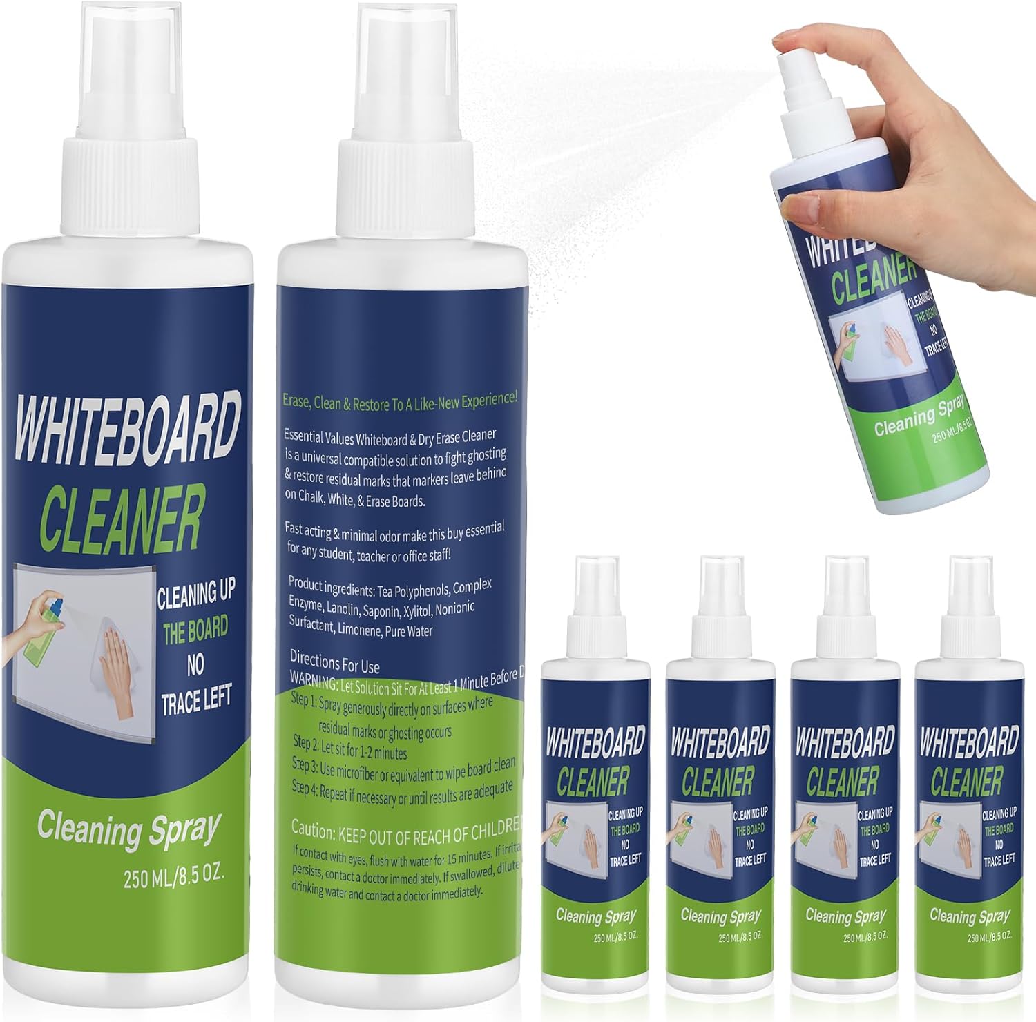 12 Pack Whiteboard Cleaner Spray Bottle 8.5oz Dry Erase Board Surface Cleaner White Board Cleaning Spray Removes Stubborn Marks from Chalkboard