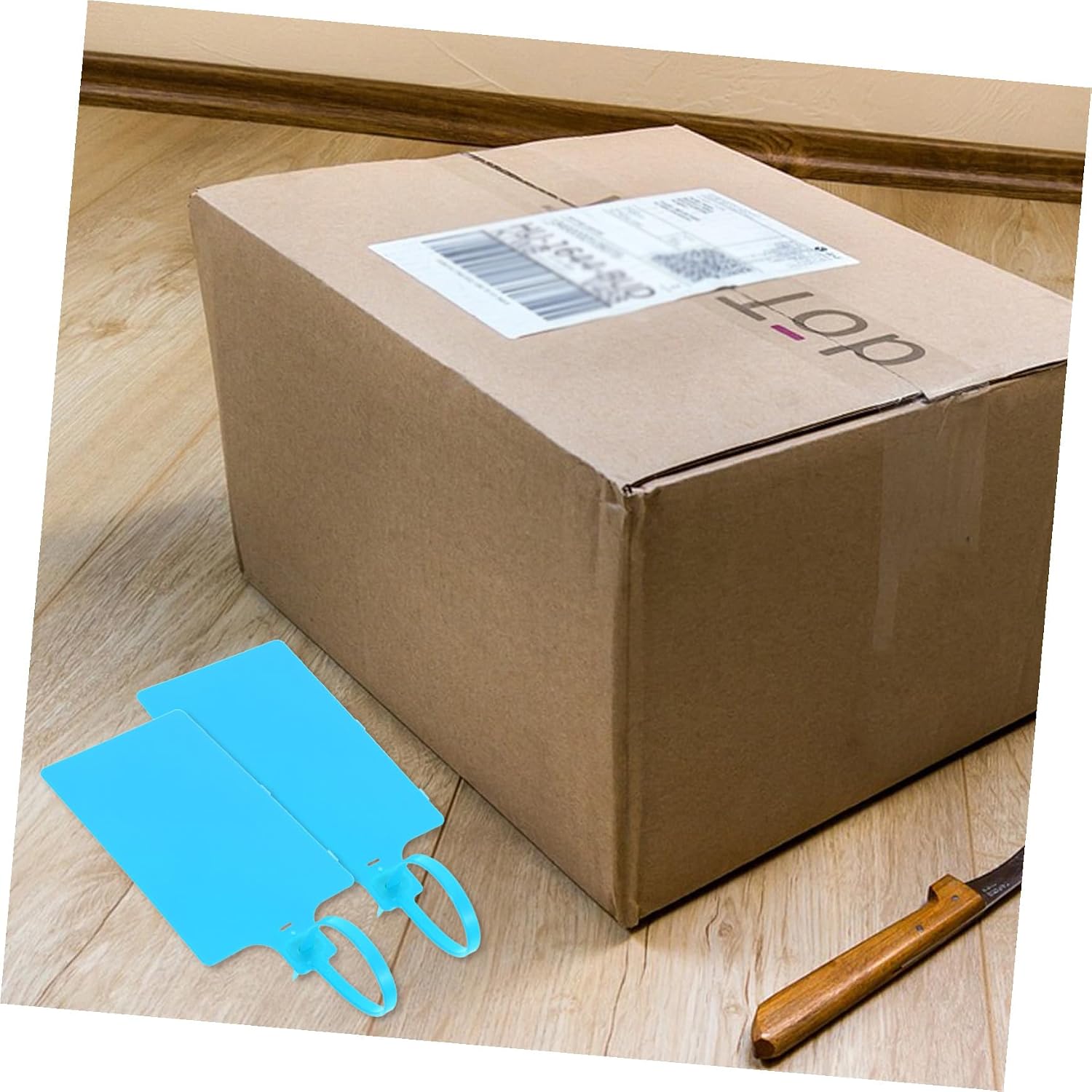STAHAD 100pcs Blue Plastic Shipping Labeling Tags with Cable for Luggage, 5.8x100mm Sturdy Shipping Tags for Packaging and Inventory Management