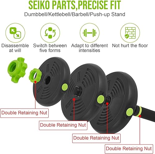 Miniatura 5 de GarveeLife Juego de mancuernas ajustables 4 en 1, juego de mancuernas ajustables que se utilizan como mancuernas, pesas, pesas rusas y flexiones