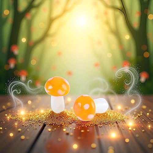 Miniatura 5 de 10 cuentas sueltas de vidrio en forma de hongo naranja, vidrio de hongo artístico, mejorado y grueso, resistente a altas temperaturas. Manualidades