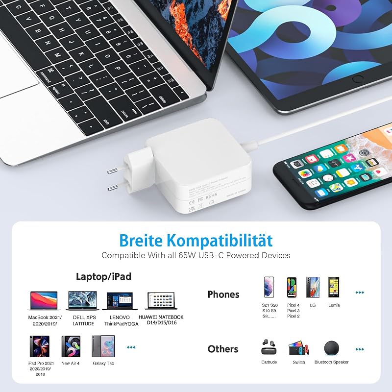 BIUBOTY 65W USB-C töltő MacBook Pro/Air és iPad Pro-hoz