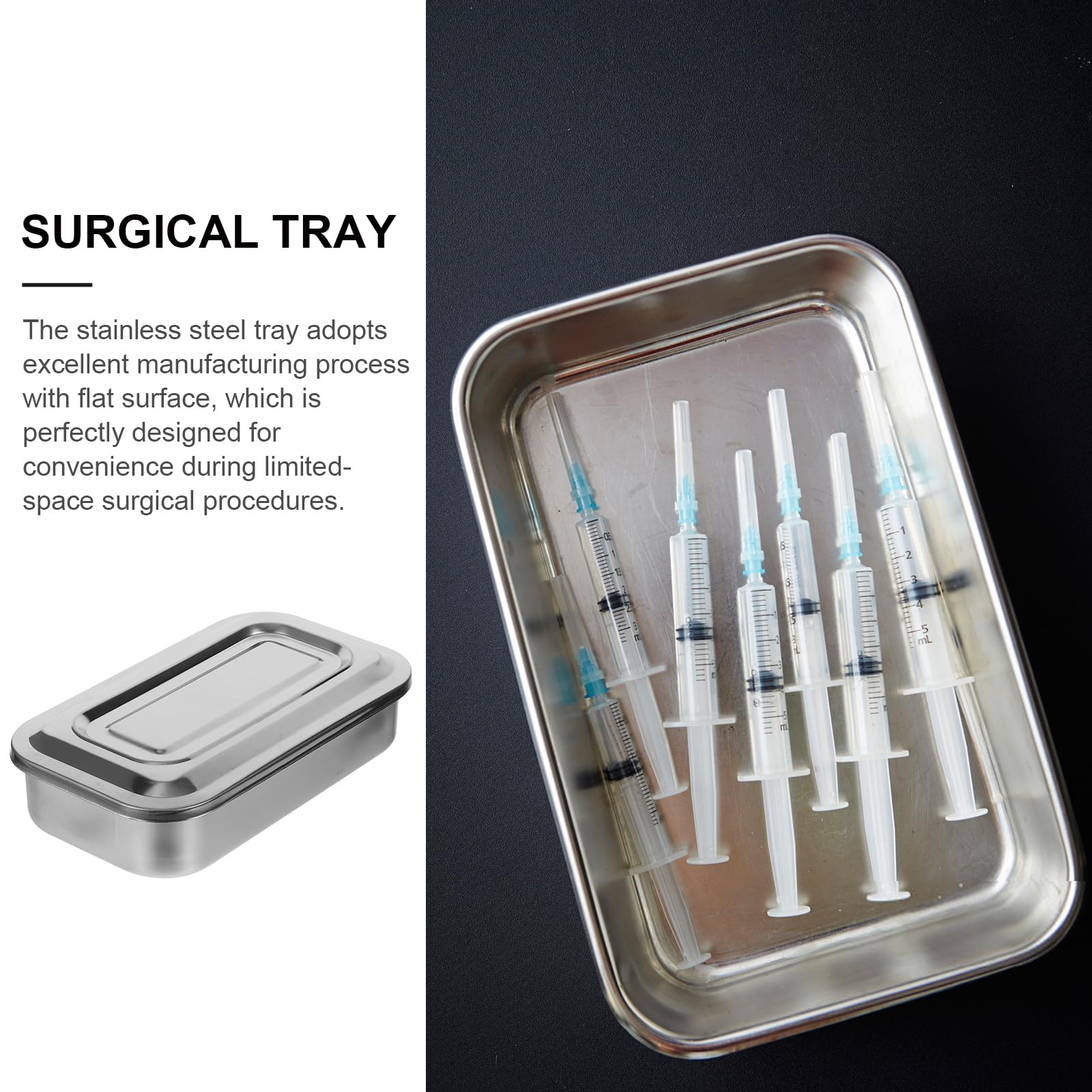 Bandeja médica del instrumento de la caja del esterilizador del acero inoxidable de 8 pulgadas con las herramientas de la manicura de la tapa