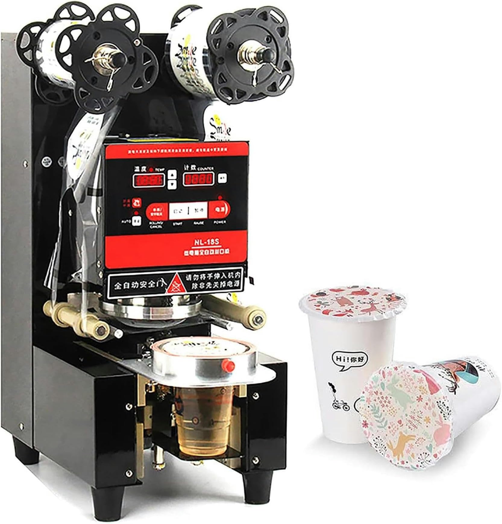IUokLU Bubble Tea Sealing Machine, Electric Cup Sealing Machine, Fully Automatic Commercial Cup Sealer Milk Tea/Juice/Drink 400-600Cups/Hr
