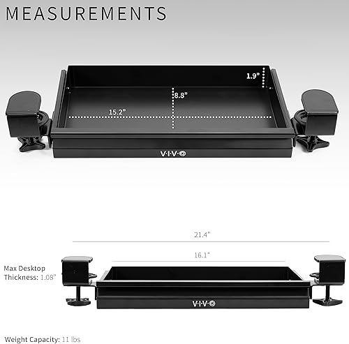 Miniatura 5 de VIVO DESK-DR2C - Cajón deslizante extraíble para debajo de la mesa de 16 pulgadas para escritorio de oficina, organizador de almacenamiento poco