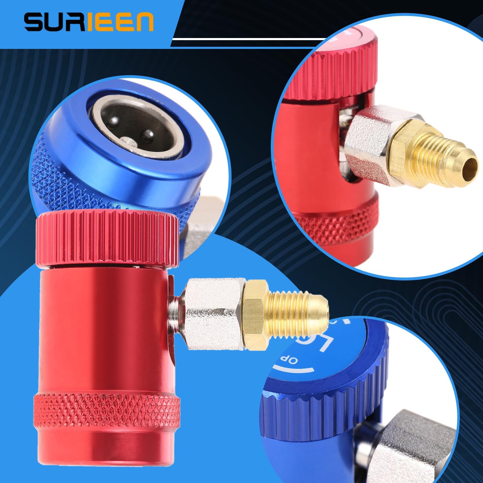 R1234yf Adattatore accoppiatore rapido lato alto/basso 1/4" maschio per refrigeranti A/C Manifold Gauge Set