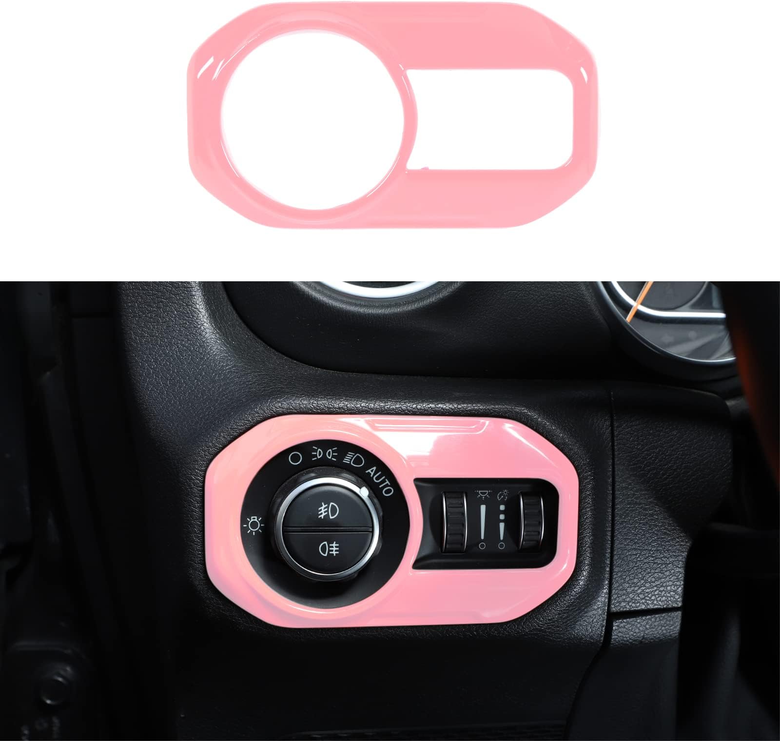 JeCar Pink Interior Headlight Switch Accent Cover Trim for Jeep Wrangler JL JLU 2018-2024 for Jeep Gladiator JT 2020-2024