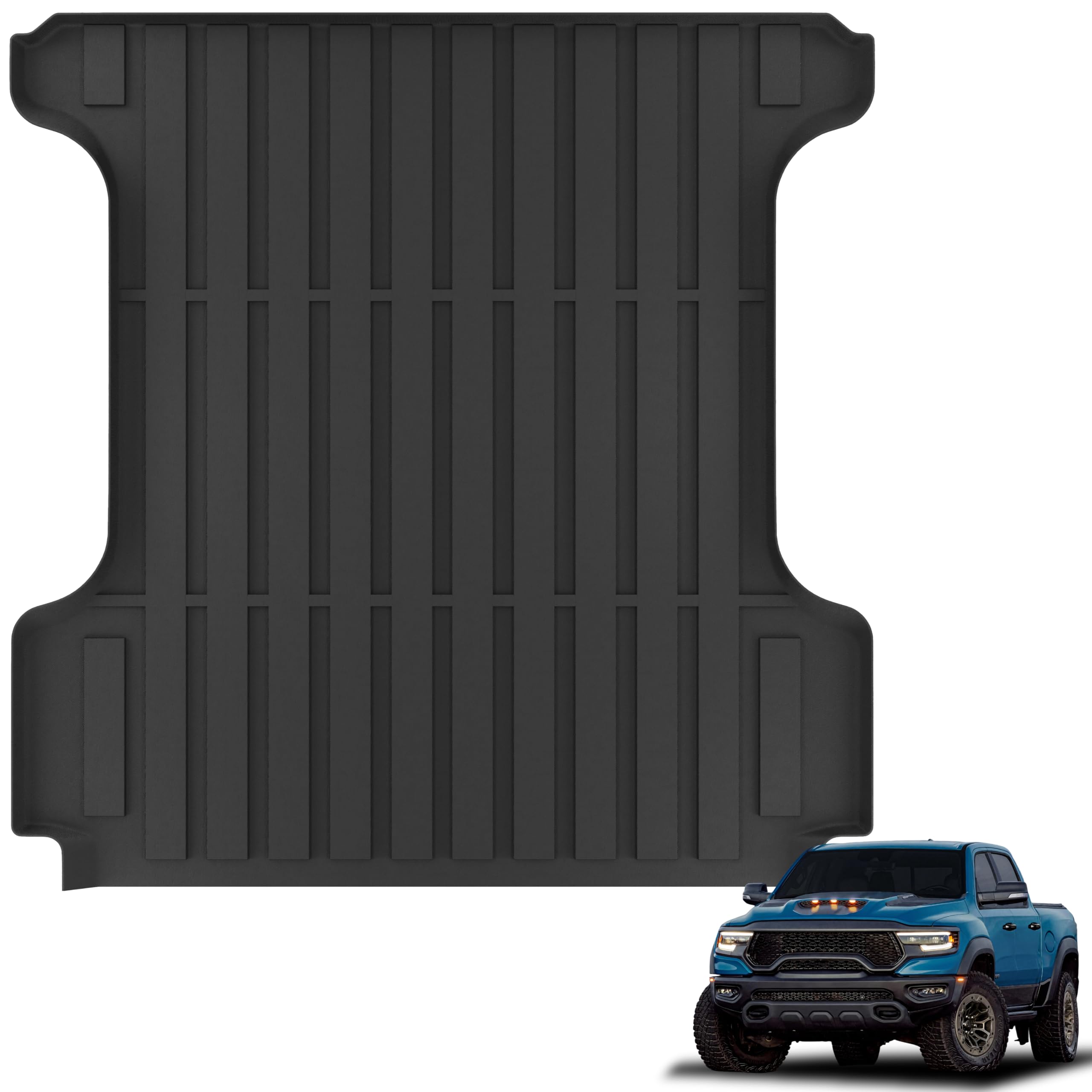 PARTZER Truck Bed Mat for 2019-2026 Ram 1500/1500 RHO & 2019-2024 RAM 1500 Classic Short Bed (5.7ft Not for Rambox), TPE All Weather Truck Bed Liner
