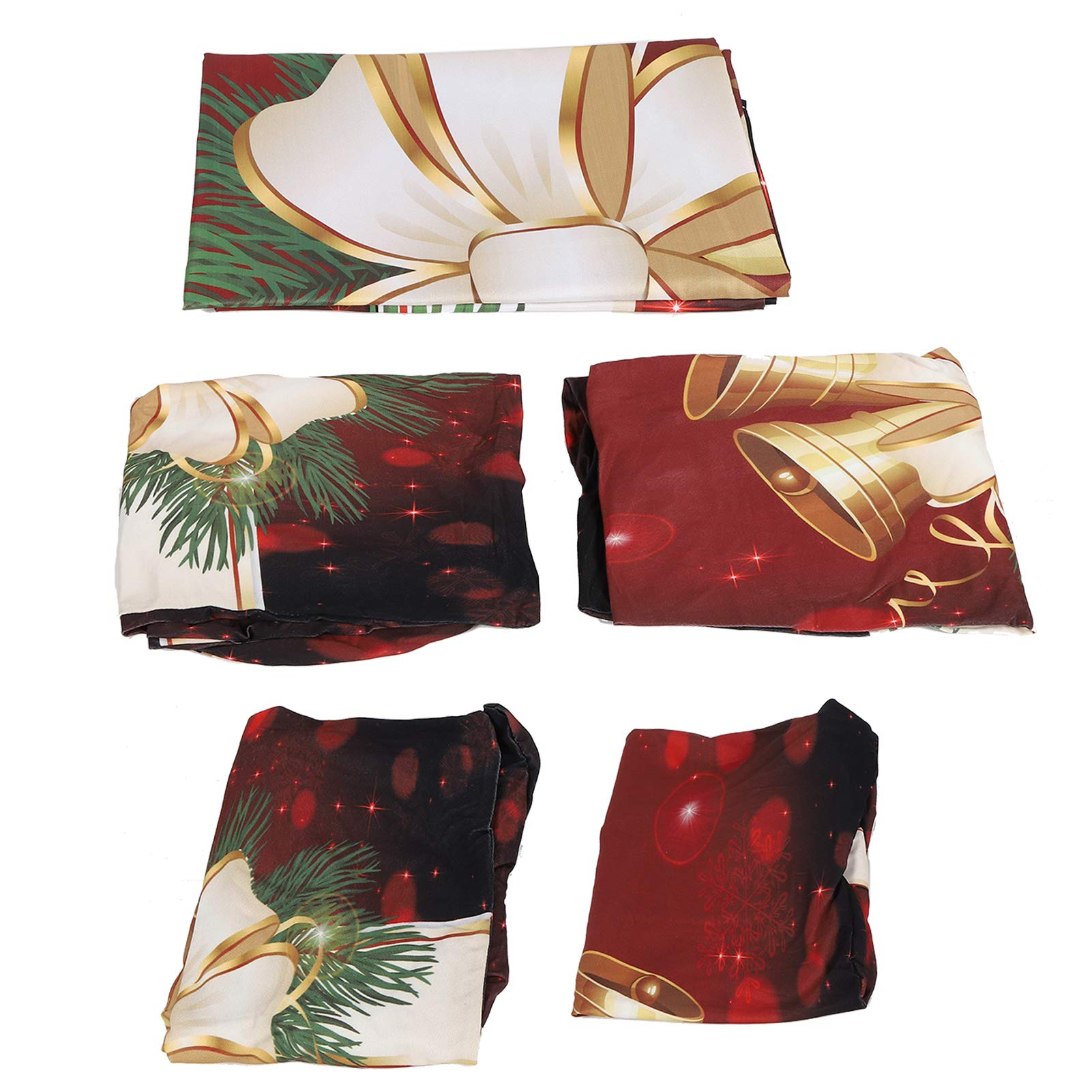 Paquete de 4 Fundas Navideñas para Sillas de Comedor con Mantel, Fundas Traseras Navideñas para Sillas de Regalo para Navidad, Vacaciones, Casa, Bar, Restaurante(140x140cm-estilo Campana)