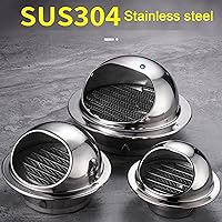 Vista 2 de Tapa de ventilación de aire de acero inoxidable 304, cubierta de salida de ventilación de pared redonda, tapa de lluvia para tubo de escape