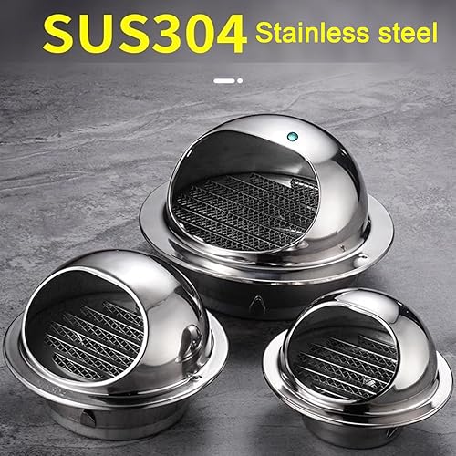 Miniatura 2 de Tapa de ventilación de aire de acero inoxidable 304, cubierta de salida de ventilación de pared redonda, tapa de lluvia para tubo de escape de