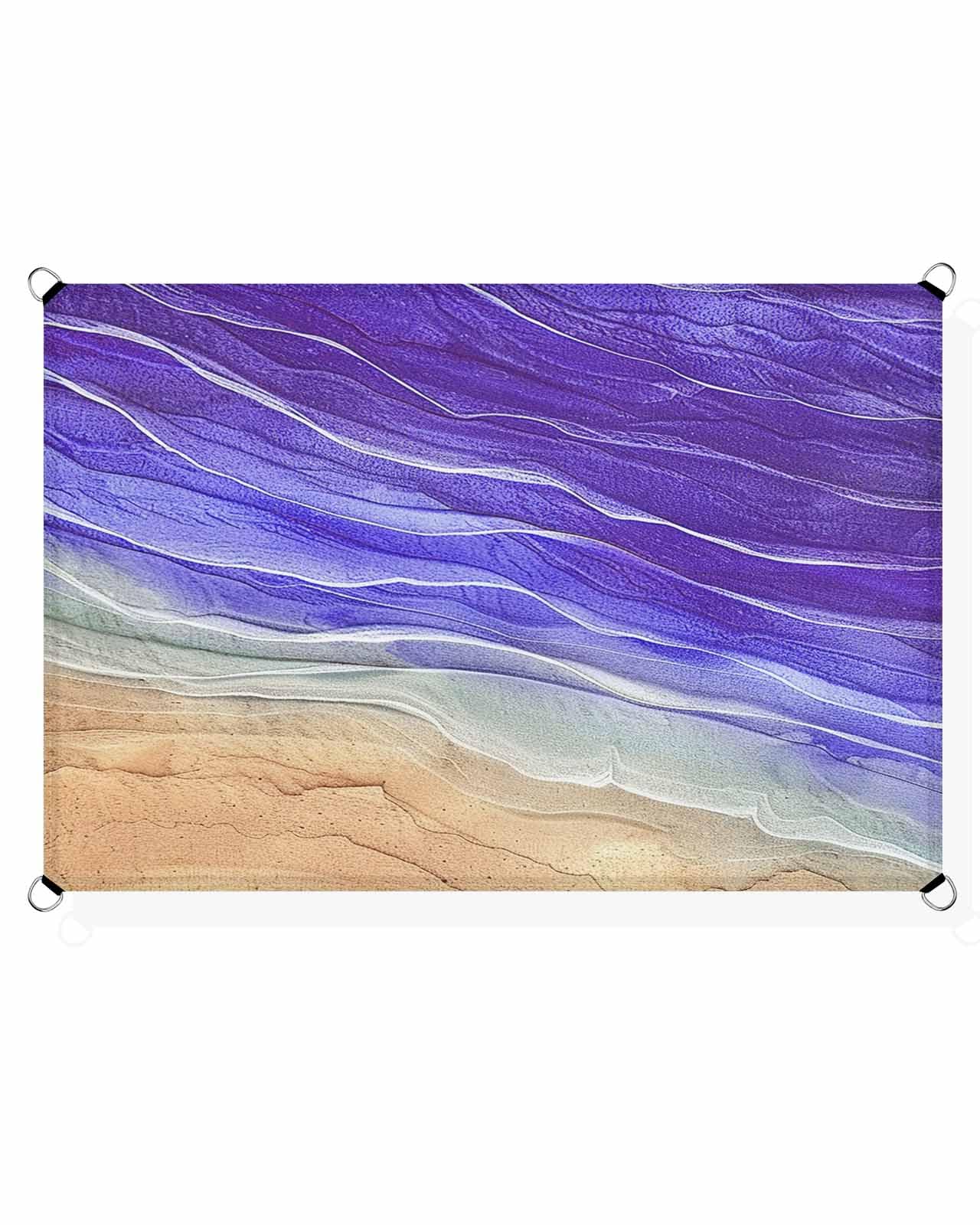 Ocean Purple Sun Sail Shades Rectangle Canopy,Sunlight Block Heavy Duty Curved Backyard Shade Cover,Waterproof Sun Shades for Patios Garden Outdoor,8'x10' Gradient Minimalist Geometric Sea Wave