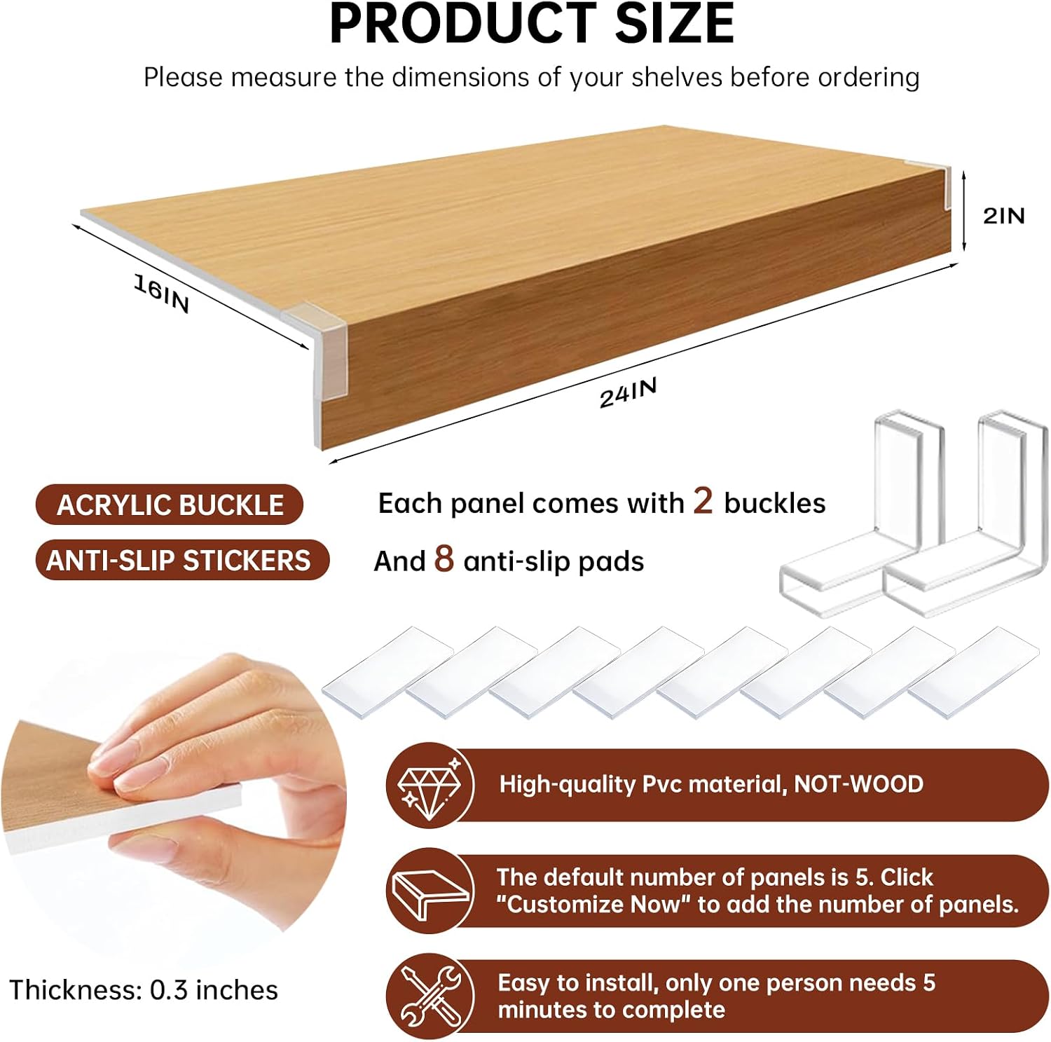 5PCS Wire Shelf Covers for Pantry, Preventing Leakage of Items & Removable, PVC Wire Rack Covers for Shelves Closet Kitchen image 2