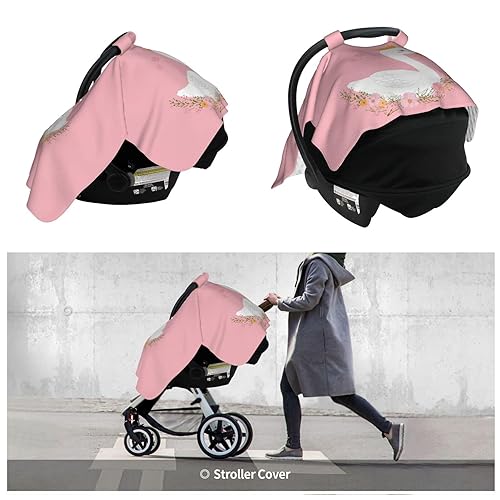 Vista 34 de KiuLoam Toldo de asiento de automóvil de animales del bosque, funda de lactancia para mamá lactancia, funda de asiento de automóvil para bebé/fundas