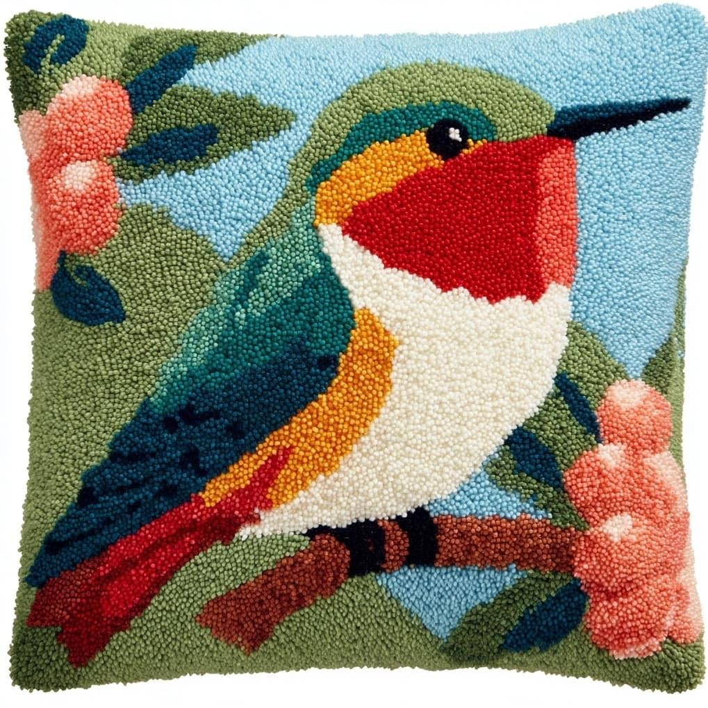 AxiangziK Creative Latch Hook Pillow Kit,Hummingbirds