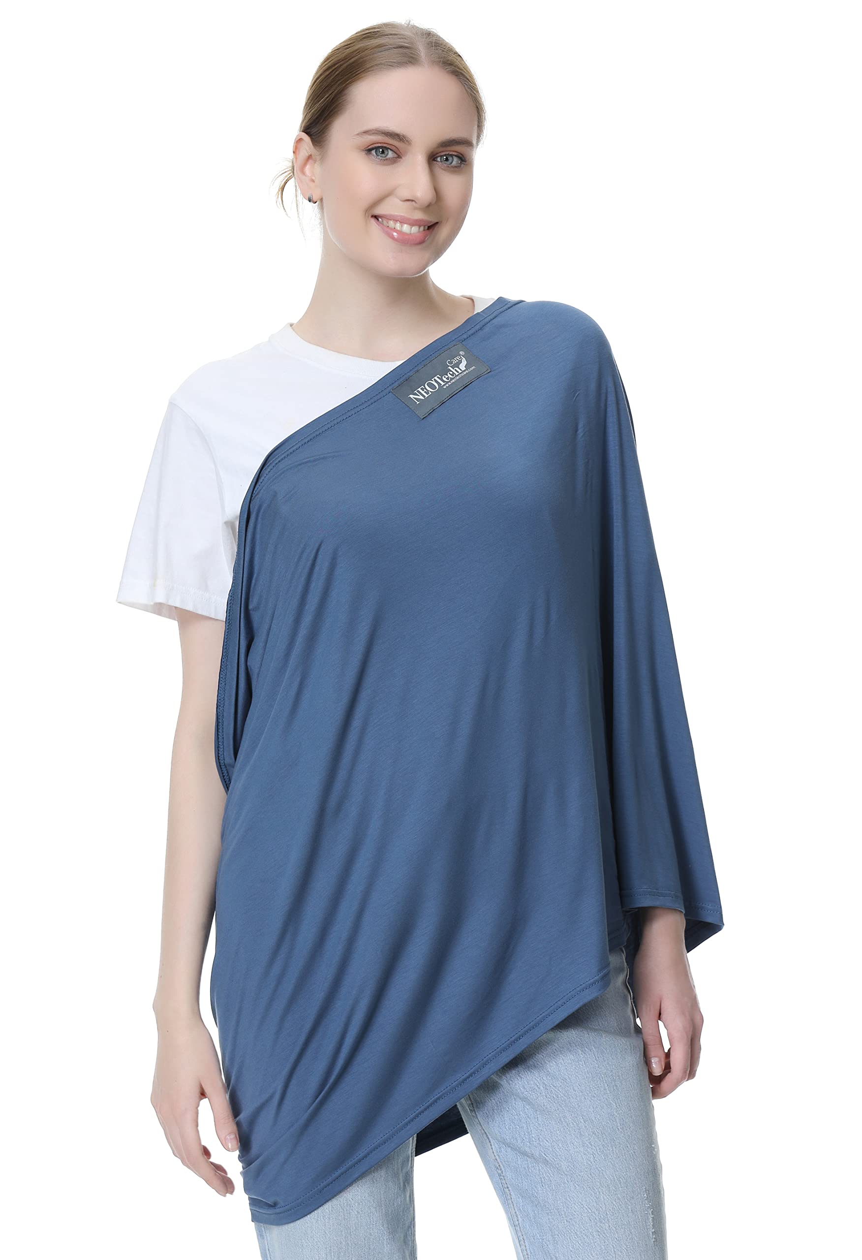 NeoTech care Écharpe d'allaitement pour bébé Couverture large Allaiter en privé bleue