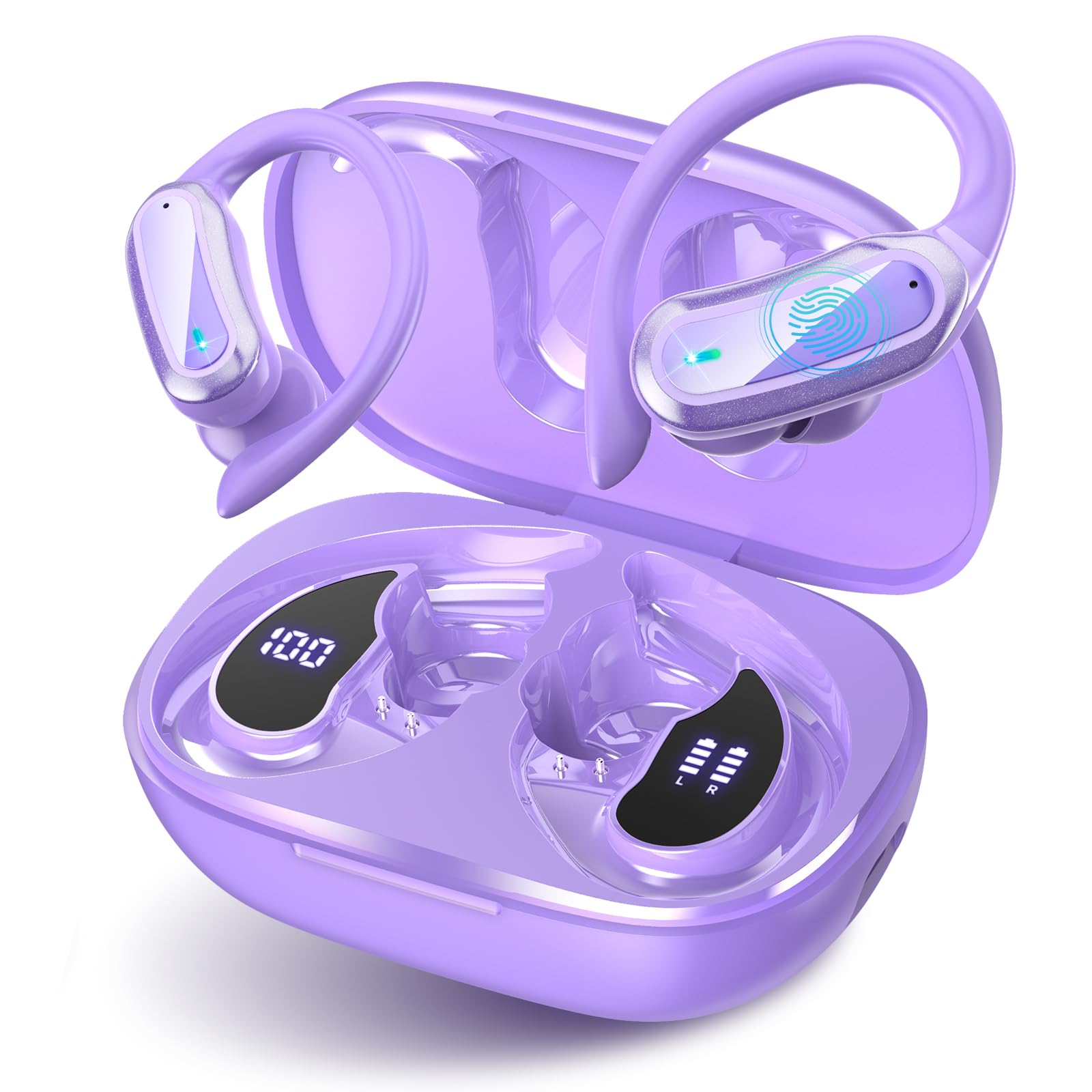 Wireless Earbuds Bluetooth 5.4 Headphones, 54H Playtime Stereo Earphones with Noise Cancelling Mic, IPX7 Waterproof, Fast Charging and Comfort Fit Ear Buds for Fitness/Sports/Workouts/Travel Black — view 10
